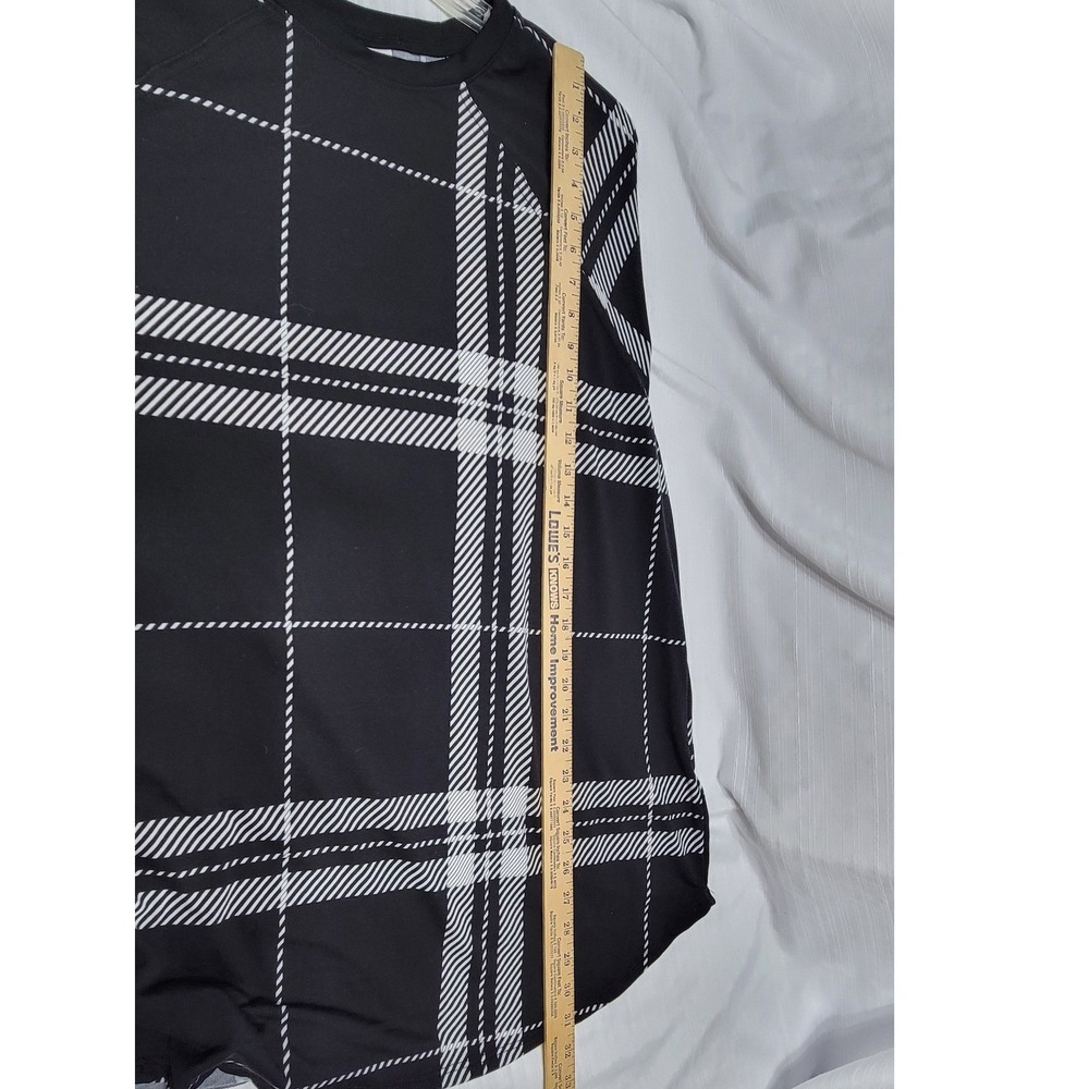 Plaid Black White Long Sleeve Raglan Top Crew Neck Pullover LuLaRoe Womens XL - Picture 5 of 7